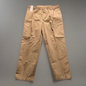 Lee Stain Resistant Khakis Pants Double Pleat Brown 38x30 NWT NEW